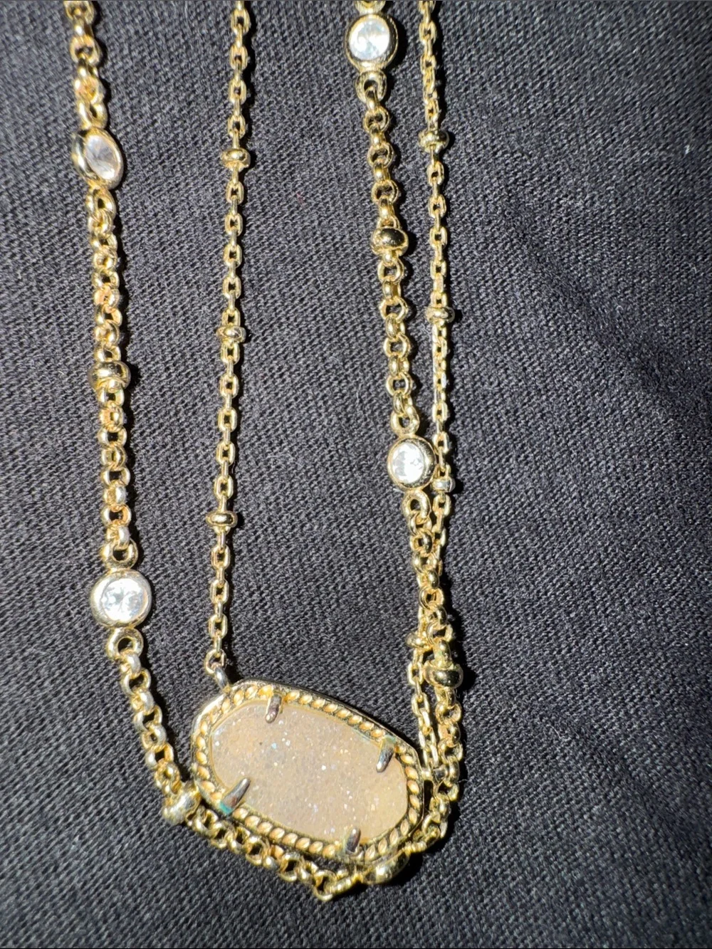 Kendra Scott Gold Layered Pendant Necklace with Clear Crystal Accents - Picture 8 of 8